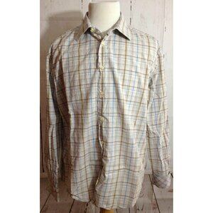 Egara Men's Modern Fit Shirt Plaid Beige/blue and brown flip cuff 2XL‎ XXL